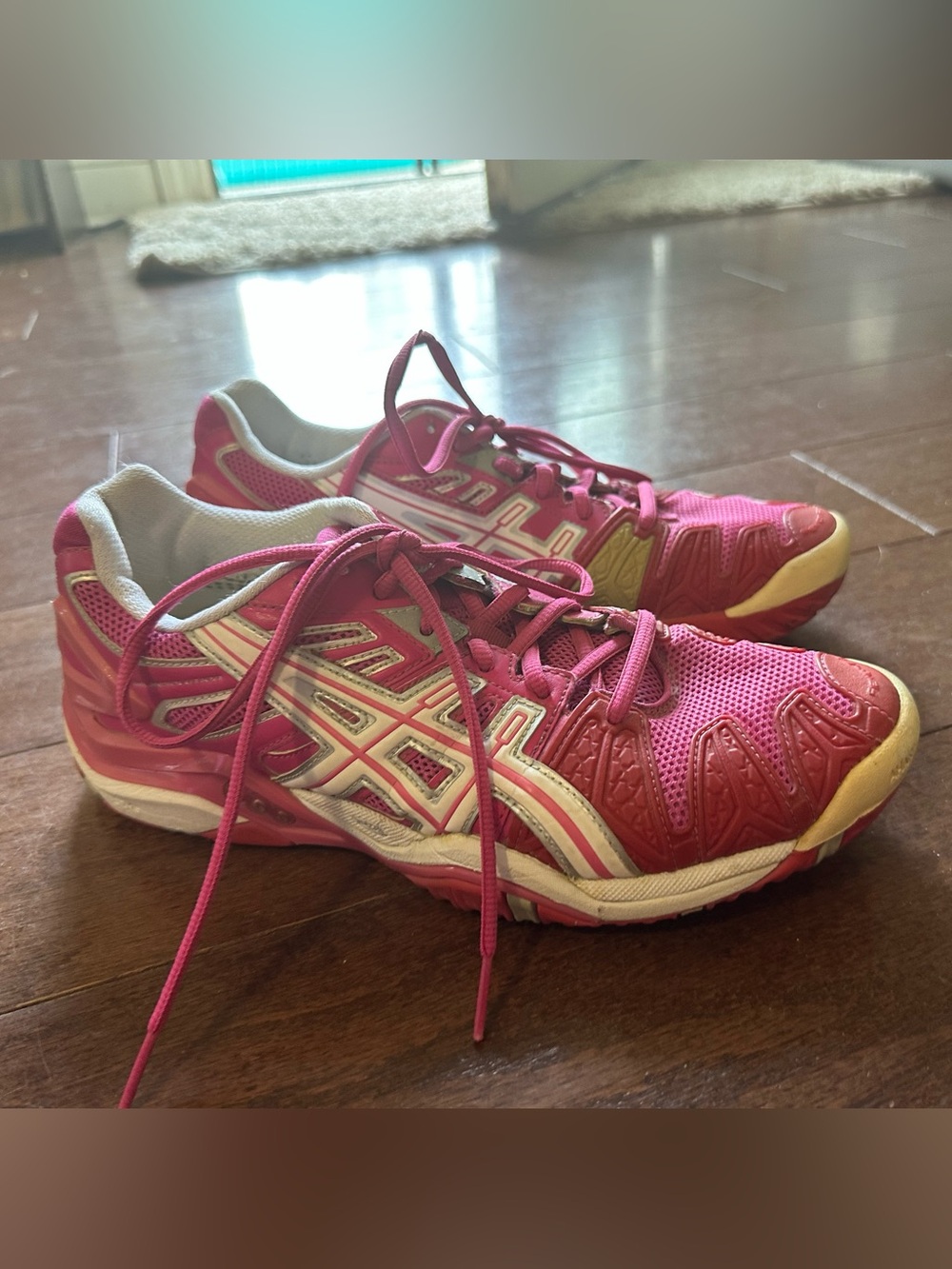 ASICS Women's Hot Pink and White Athletic Shoes